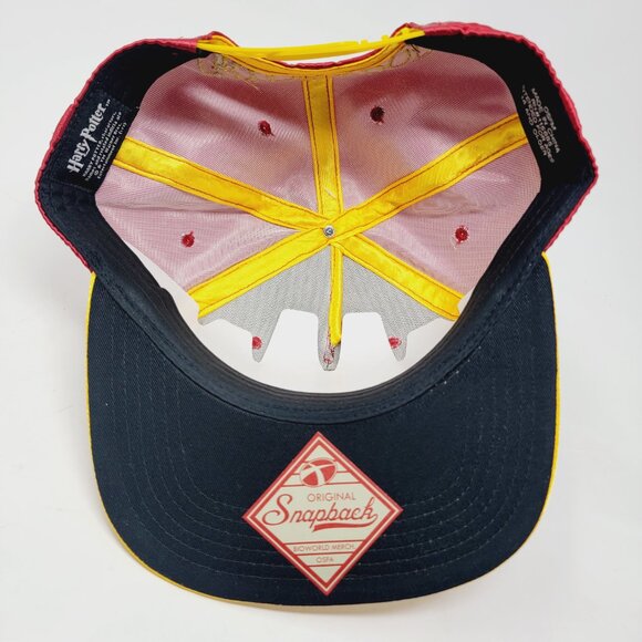 Harry Potter Hat Satin Snapback Gryffindor House Red Yellow Adult Adjustable - Picture 4 of 7